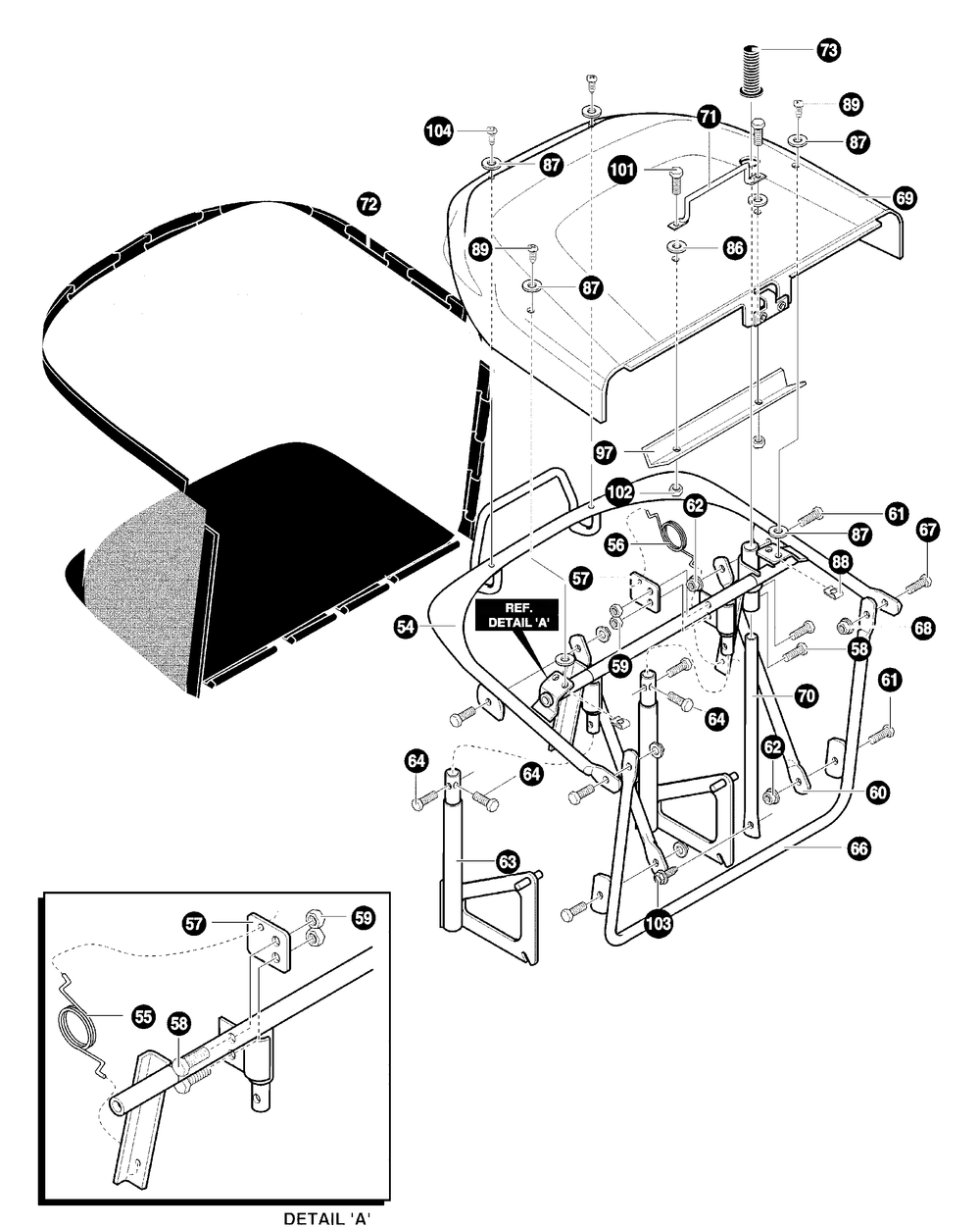 Rear Bagger Assembly Diagram and Parts List for 40379X68A 2001 Briggs and Stratton Lawn Tractor